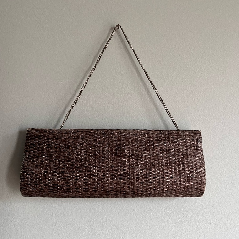 Clutch Purse with Chain Straps - Brown